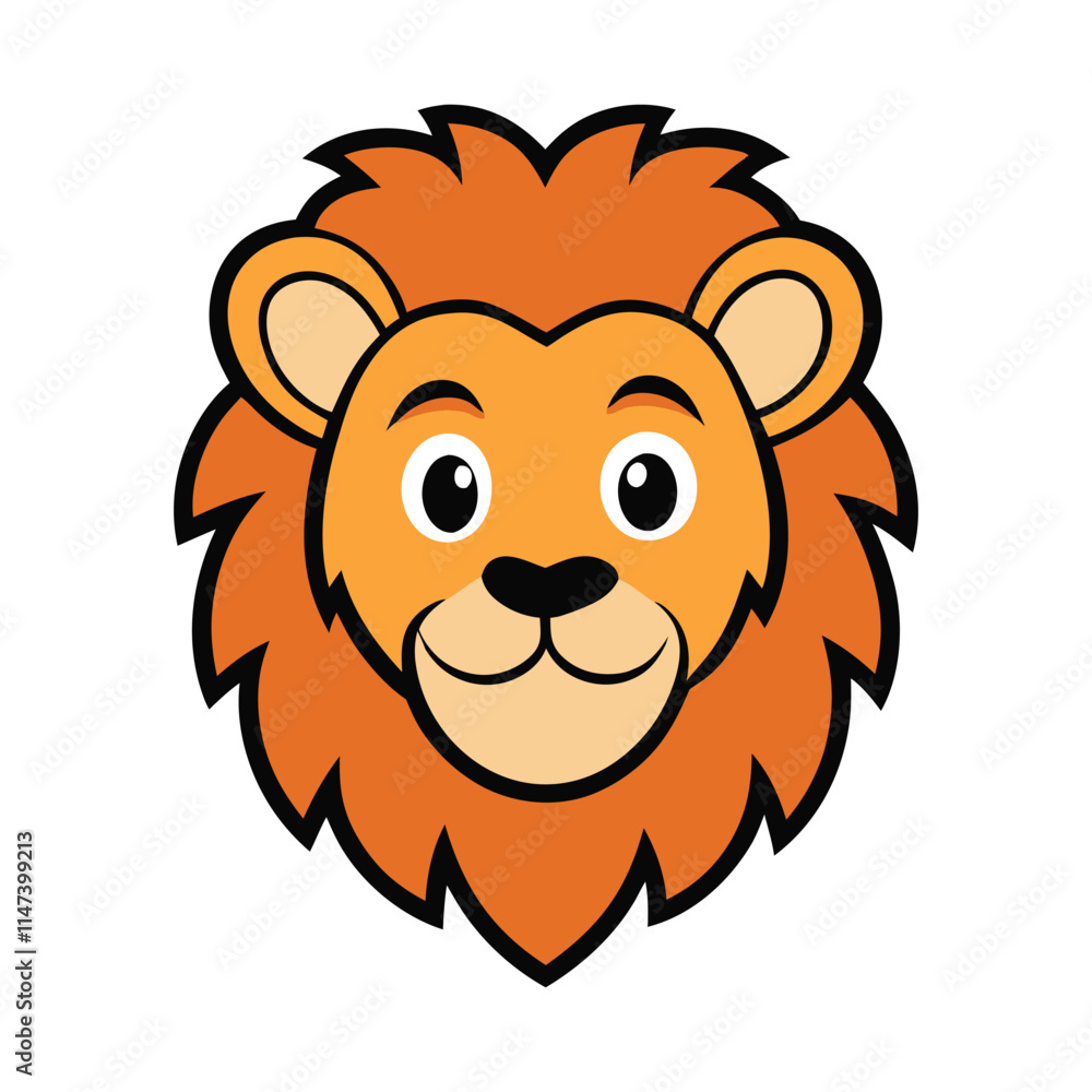 A charming lion face mascot logo featuring a playful expression, soft rounded features, and a fluffy mane, perfect for branding that evokes warmth, fun, and approachability. A charming lion face mascot logo featuring a playful expression, soft rounded features, and a fluffy mane, perfect for branding that evokes warmth, fun, and approachability.