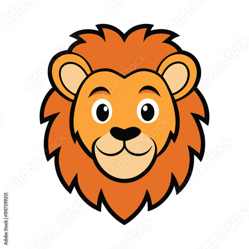 A charming lion face mascot logo featuring a playful expression, soft rounded features, and a fluffy mane, perfect for branding that evokes warmth, fun, and approachability. photo