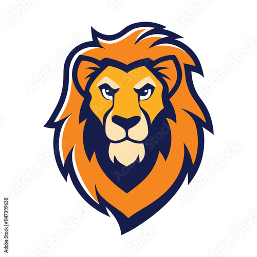 A charming lion face mascot logo featuring a playful expression, soft rounded features, and a fluffy mane, perfect for branding that evokes warmth, fun, and approachability. photo