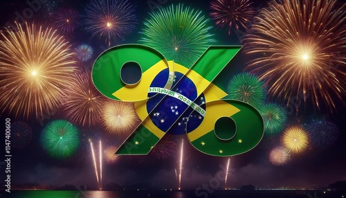 Celebrating Brazil's National Day with Fireworks Display photo