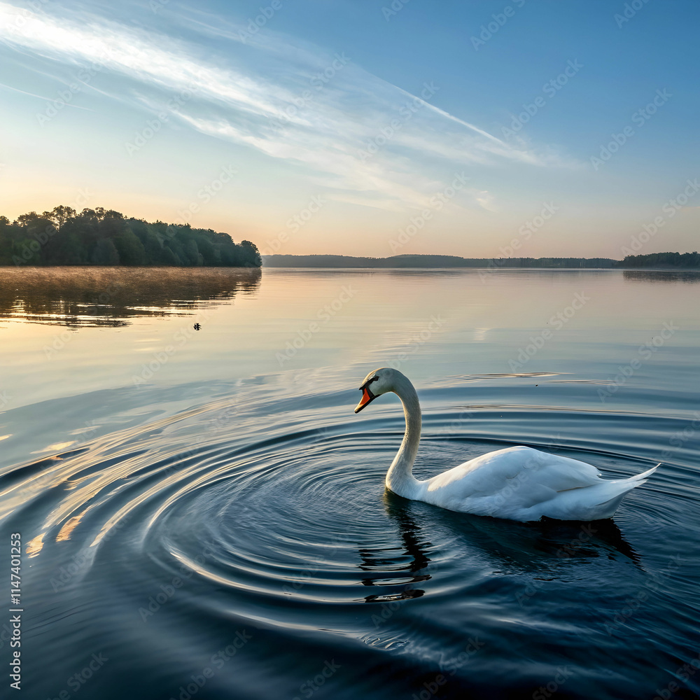 Fototapeta premium swam floating on rippled water
