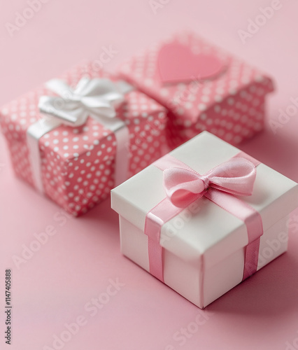 Group of pink gift boxes