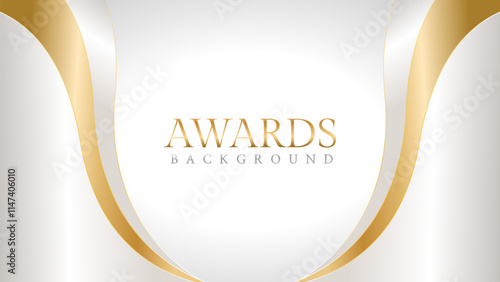 Awards background with gold and silver ribbons, perfect for ceremonies, certificates, presentations, and promotions. Modern and luxurious design exuding prestige and professionalism