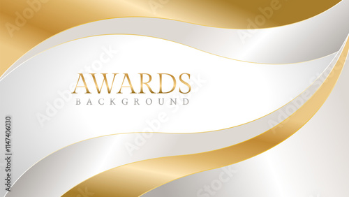 Awards background with gold and silver ribbons, perfect for ceremonies, certificates, presentations, and promotions. Modern and luxurious design exuding prestige and professionalism