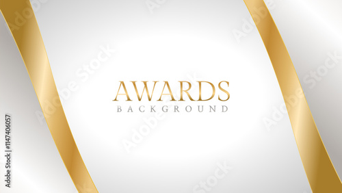 Awards background with gold and silver ribbons, perfect for ceremonies, certificates, presentations, and promotions. Modern and luxurious design exuding prestige and professionalism