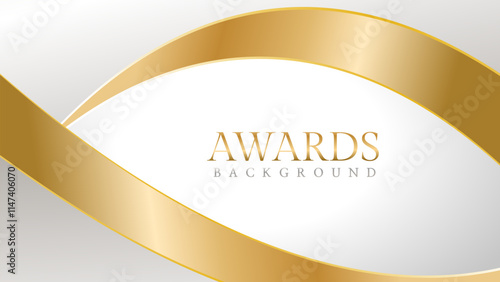 Awards background with gold and silver ribbons, perfect for ceremonies, certificates, presentations, and promotions. Modern and luxurious design exuding prestige and professionalism