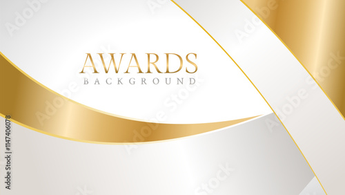 Awards background with gold and silver ribbons, perfect for ceremonies, certificates, presentations, and promotions. Modern and luxurious design exuding prestige and professionalism