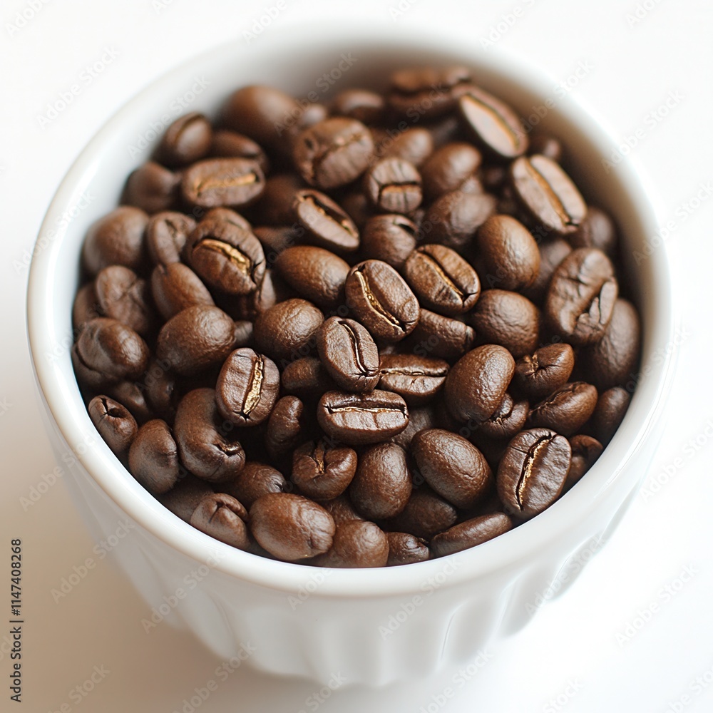 Macro photography of coffee beans on a light background Macro photography of coffee beans on a light background