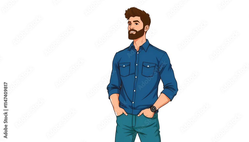 Handsome Young Man Believing in Himself Isolated PNG Handsome Young Man Believing in Himself Isolated PNG
