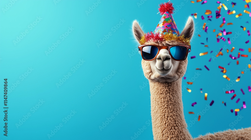 Fototapeta premium Alpaca with party hat