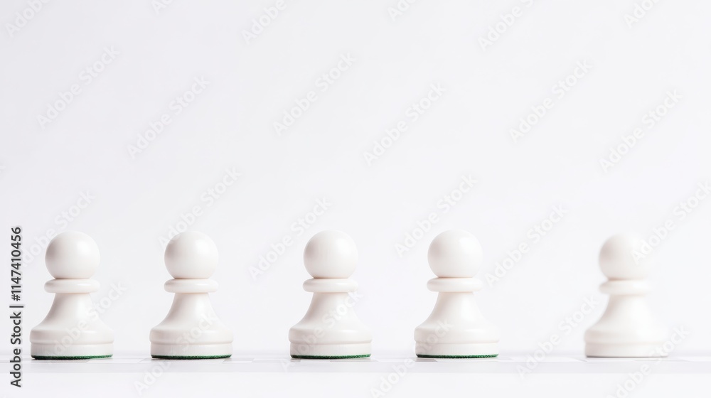 A minimalistic arrangement of white chess pawns lined up against a plain background, symbolizing strategy and competition. A minimalistic arrangement of white chess pawns lined up against a plain background, symbolizing strategy and competition.