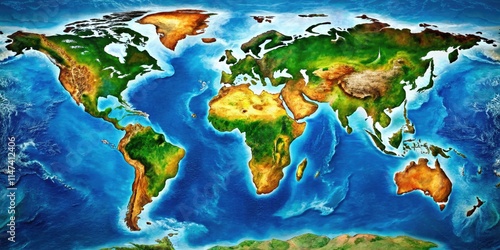 Fototapeta Naklejka Na Ścianę i Meble -  High-resolution global satellite imagery: a detailed aerial view of Earth's geography.