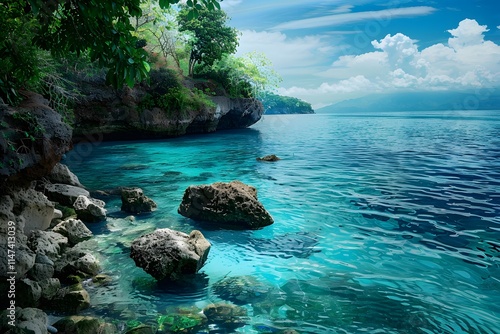 Serene Coastal Scene with Crystal Clear Waters