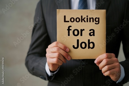 job seekers holding a sign of looking for a job