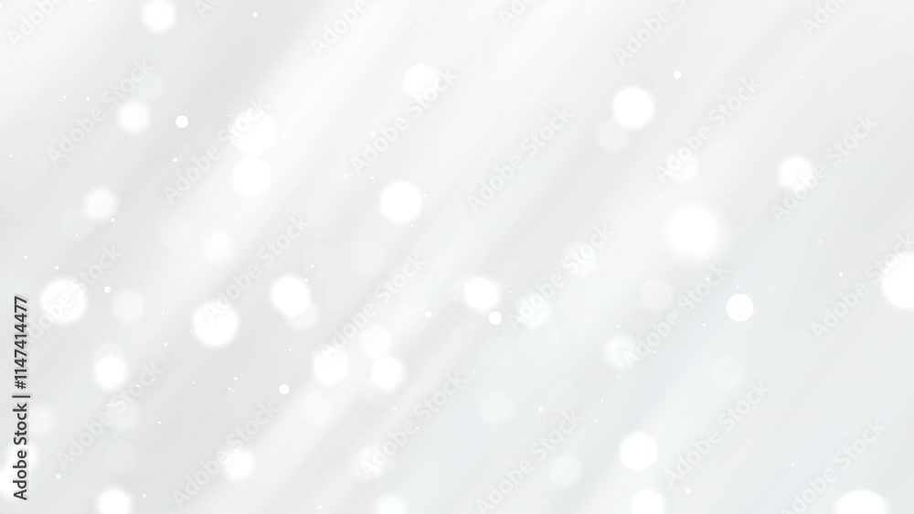 Abstract white motion background with soft white particles floating around. Blur the Slow motion white bokeh
