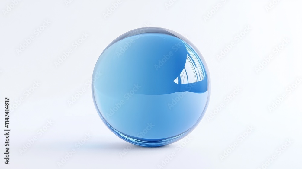 A smooth, reflective blue orb rests on a light background, showcasing its glossy surface and serene hue. A smooth, reflective blue orb rests on a light background, showcasing its glossy surface and serene hue.