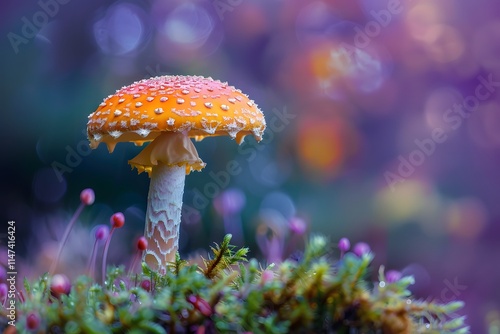 Vibrant Mushroom in a Dreamlike Forest