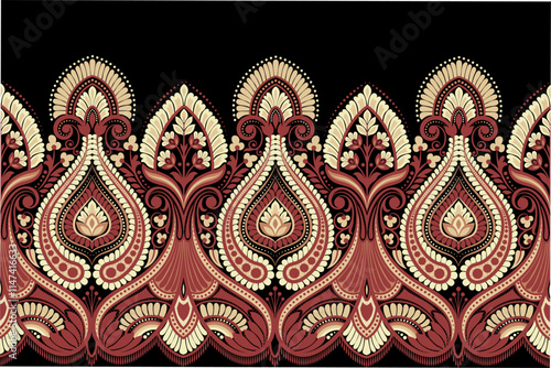 floral seamless background Geometric ethnic oriental ikat seamless pattern traditional Design for background,carpet,wallpaper,clothing,wrapping,Batik,fabric,Vector illustration embroidery style.