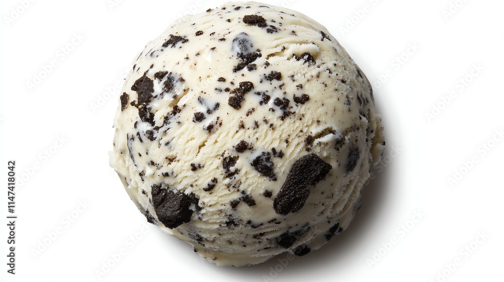 Delicious scoop of cookies and cream ice cream on a white isolate background Delicious scoop of cookies and cream ice cream on a white isolate background