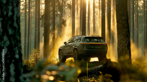 SUV in the forest