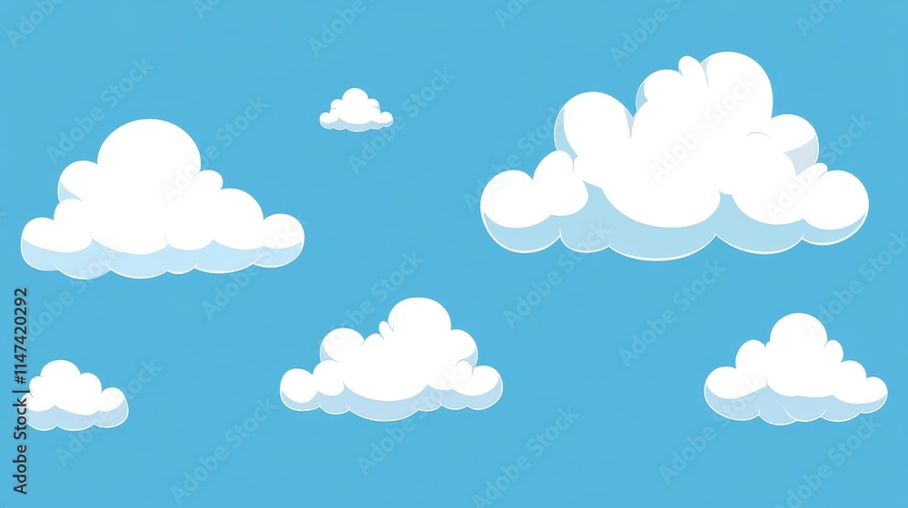 A bright blue sky filled with fluffy white clouds, creating a cheerful atmosphere. A bright blue sky filled with fluffy white clouds, creating a cheerful atmosphere.