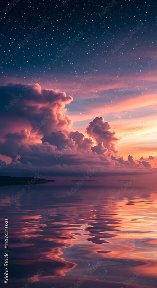 Midnight moonlight magical cloudscape with starry sky and calm river hd phone wallpaper Midnight moonlight magical cloudscape with starry sky and calm river hd phone wallpaper
