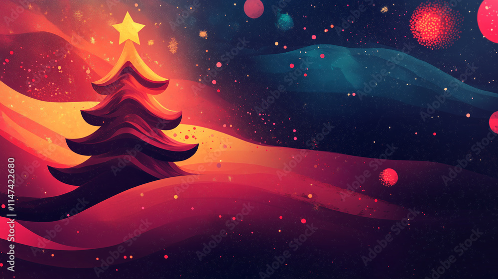 Fototapeta premium abstract christmas background with christmas tree illustration