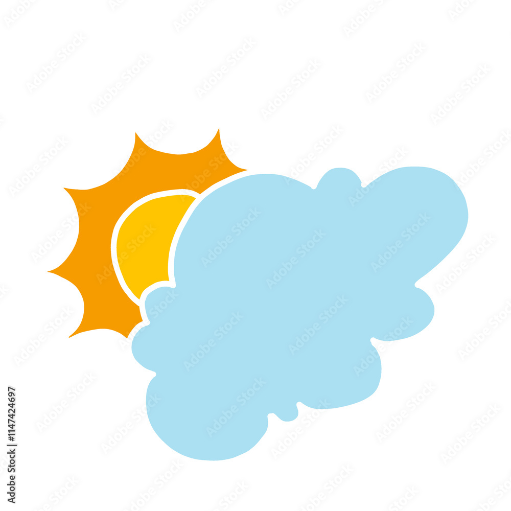 sun and clouds simple illustration for print, kids book, element, sticker etc. sun and clouds simple illustration for print, kids book, element, sticker etc.