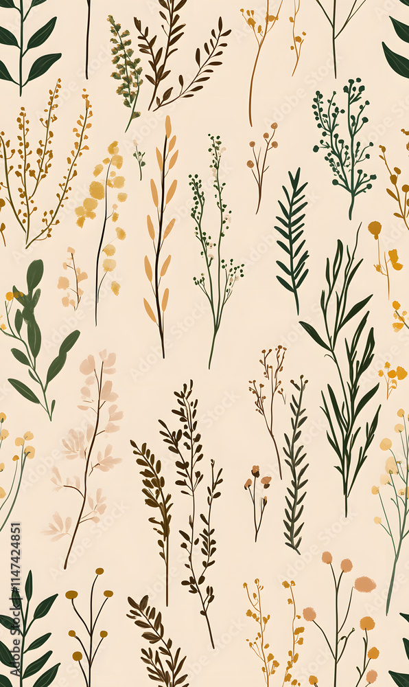 custom made wallpaper toronto digitalfloral flower and leaf elements modern doodle illustrator seamless pattern for wallpaper or background