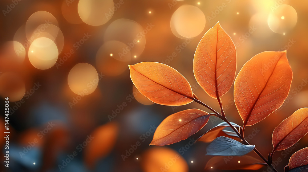 Autumn Leaves Glow in Golden Sunlight, Nature's Beauty Autumn Leaves Glow in Golden Sunlight, Nature's Beauty