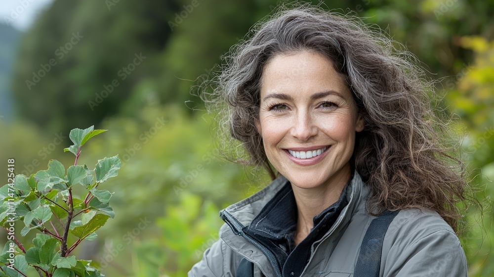 Happy woman smiling outdoors in nature. Happy woman smiling outdoors in nature.