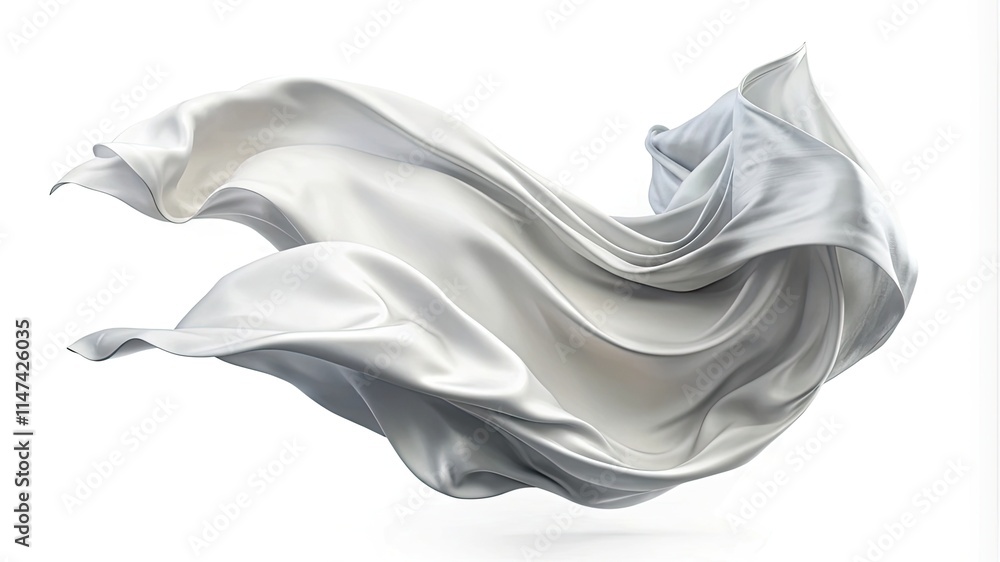 A minimalistic design featuring white bags and soft flowing textures A minimalistic design featuring white bags and soft flowing textures