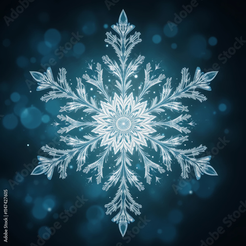 Whispering snowflakes gliding gracefully, nature's wonder. photo