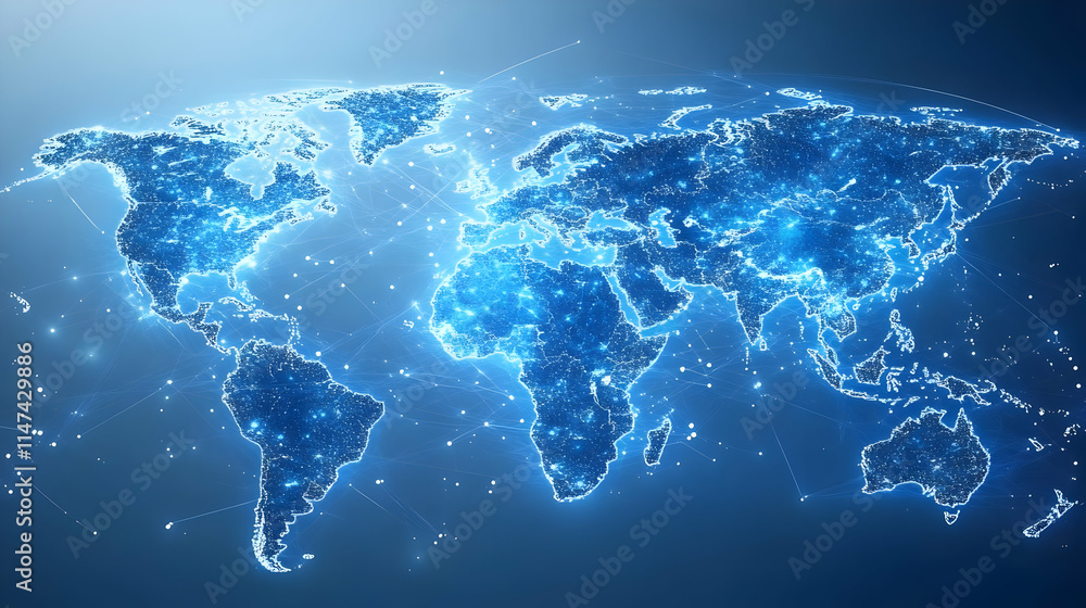 Global Network: Connections Illuminate the World Map Global Network: Connections Illuminate the World Map