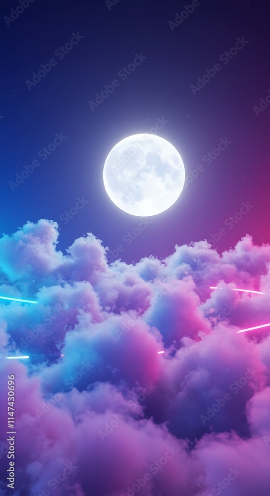 Purple and blue gradient night mystical moonlight moon with fluffy magical clouds phone hd background wallpaper Purple and blue gradient night mystical moonlight moon with fluffy magical clouds phone hd background wallpaper