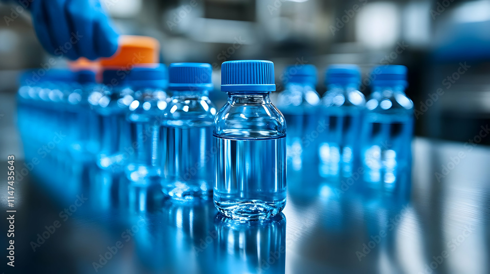 Lab Samples: Liquids in Blue Bottles, Scientific Research Lab Samples: Liquids in Blue Bottles, Scientific Research