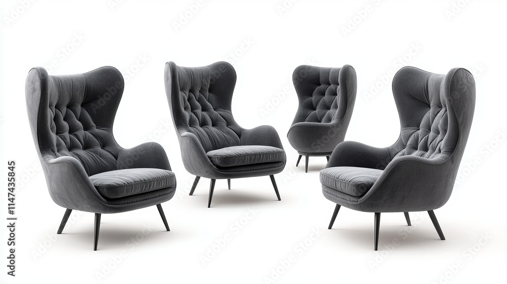 armchair different angles isolated on white background armchair different angles isolated on white background