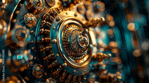 Wallpaper Mural Intricate Golden Gear Mechanism Close-Up: Steampunk Aesthetics Torontodigital.ca