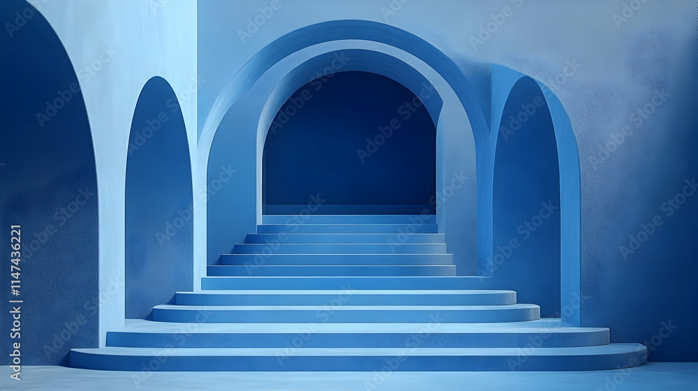 Blue Steps Lead to Arched Hallway Interior Design Blue Steps Lead to Arched Hallway Interior Design
