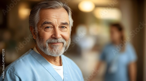 Senior Doctor Smiles, Confidently Serving Patients