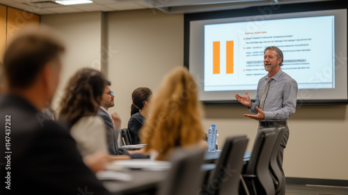 Teacher presenting data to a group in a classroom setting