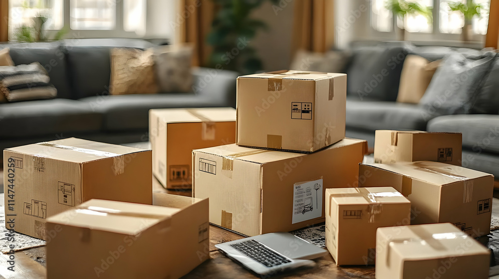 Online Shopping: Cardboard Boxes Delivery at Home Online Shopping: Cardboard Boxes Delivery at Home