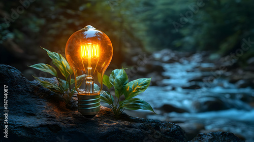 Glowing Bulb Illuminates Nature's Growth photo