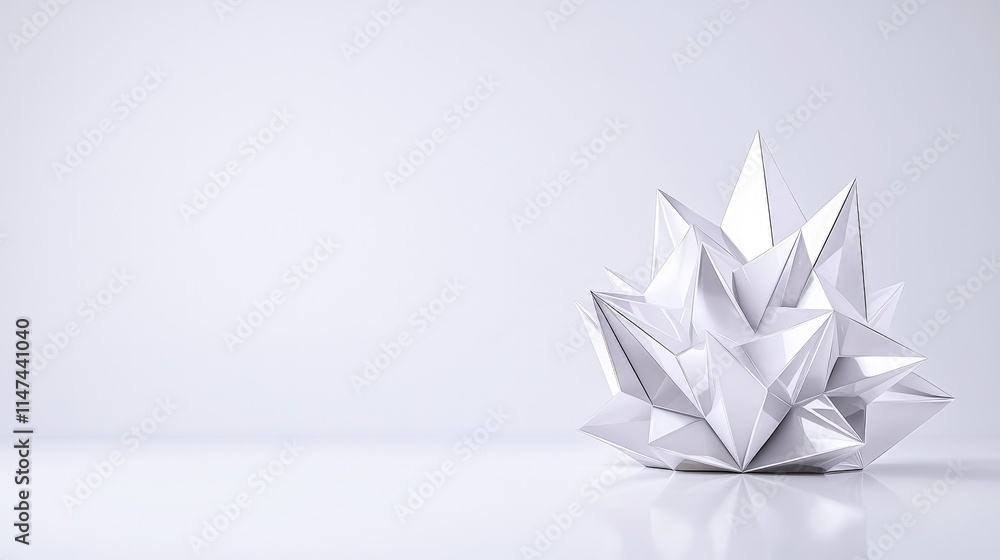 Abstract white geometric 3D shape on white background. Abstract white geometric 3D shape on white background.