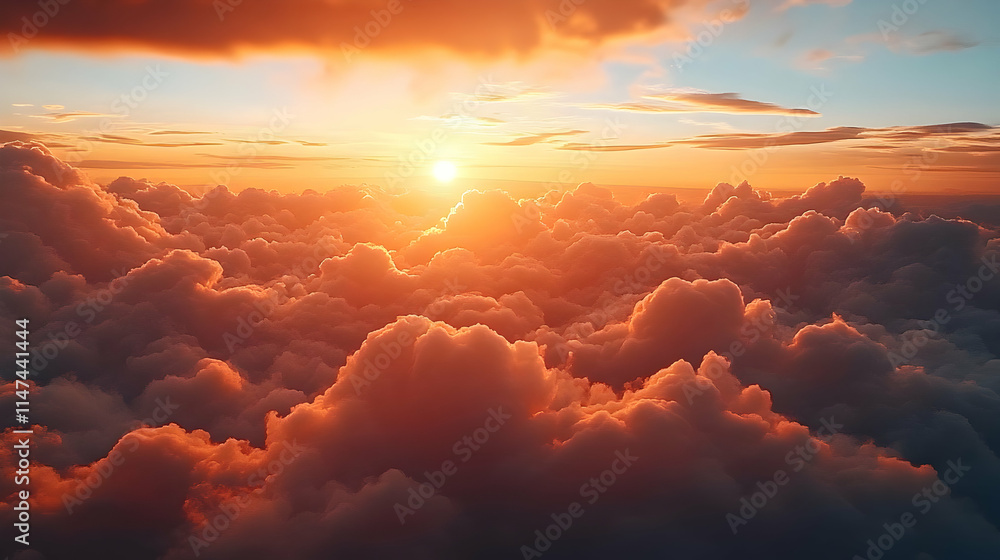 Sunset Cloudscape: Aerial View of Golden Hour Clouds Sunset Cloudscape: Aerial View of Golden Hour Clouds