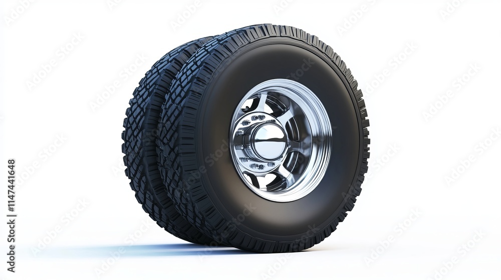 New vehicle truck tire. Big car wheel with metal disk for heavy trucks New vehicle truck tire. Big car wheel with metal disk for heavy trucks