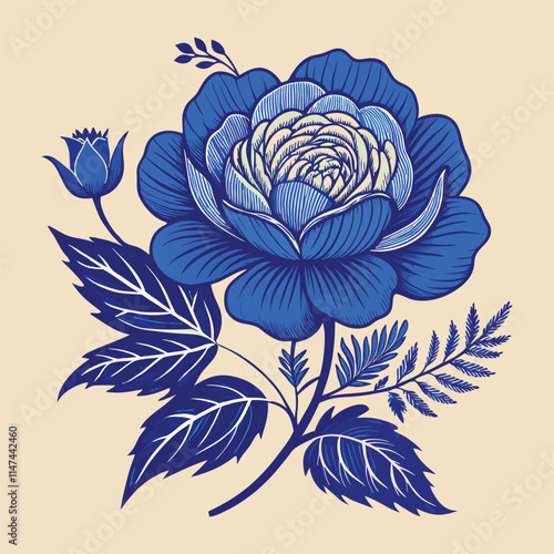 blue flower poetry vintage vector plants botanical.