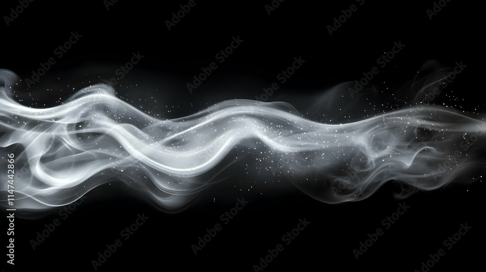 Abstract Smoke Waves Flow Gracefully, Sparkling Dust Abstract Smoke Waves Flow Gracefully, Sparkling Dust
