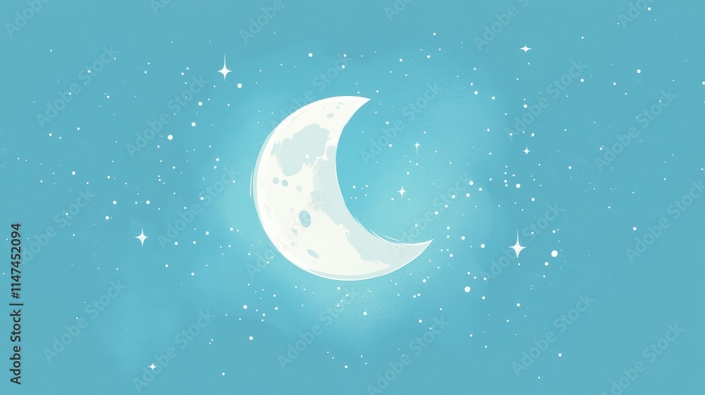 Fototapeta premium Enchanting Crescent Moon in a Starry Night Sky