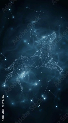 A stunning digital representation of a leaping dog amidst a cosmic starry background.